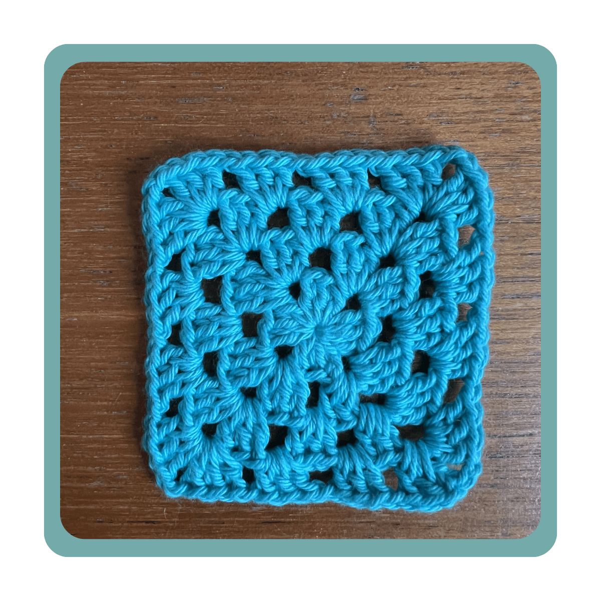 Beginner crochet coaster pattern by Crochet Clare, simple square coaster made with basic stitches