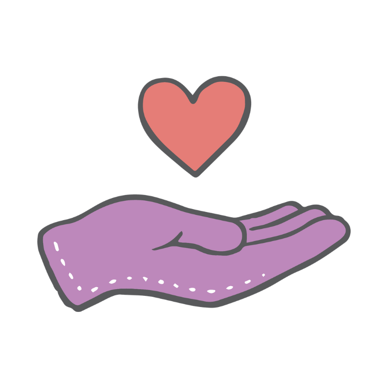 Hand with heart representing calm beginner-friendly crochet teaching from Crochet Clare
